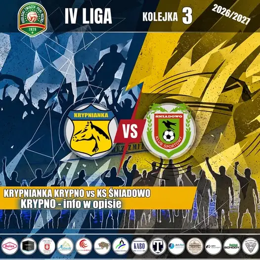 Mecz KS Śniadowo – Krypno: dziś o 17:00 w Krypnie