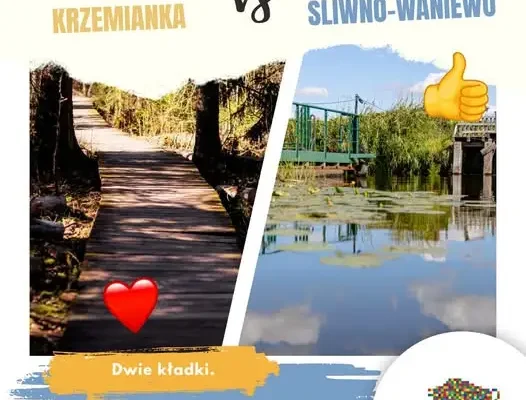 Pływające pomosty czy leśne kładki? Waniewo–Śliwno czy Rezerwat Krzemianka? Czekamy na Wasz werdykt!