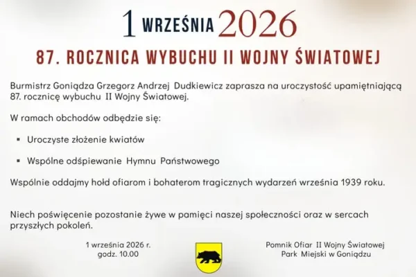 Uroczystości w 87. rocznicę wybuchu II wojny światowej w Goniądzu