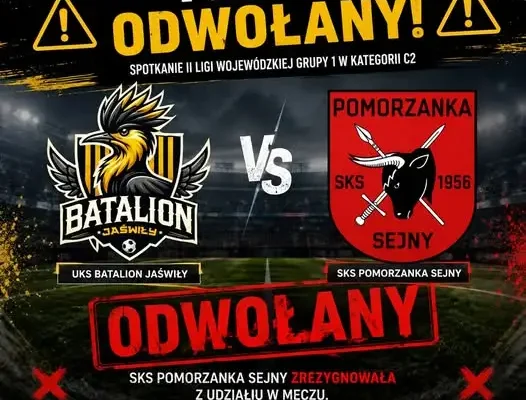 Mecz UKS Batalion Jaświły – SKS Pomorzanka Sejny odwołany