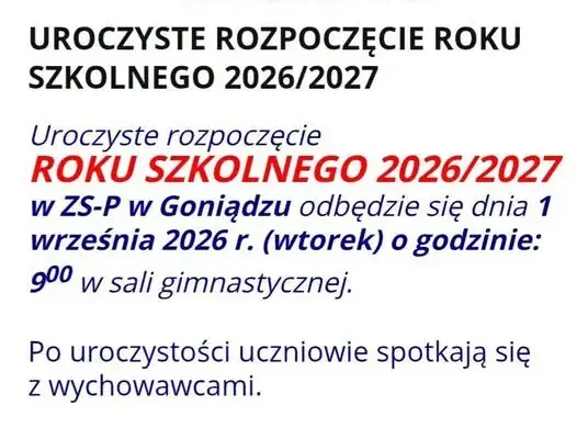 Uroczyste rozpoczęcie roku szkolnego 2026/2027 w Goniądzu