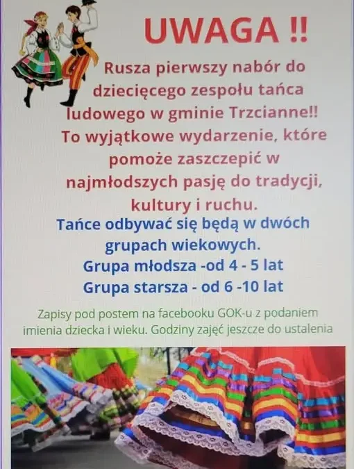 Rusza nabór do dziecięcego zespołu tańca ludowego w gminie