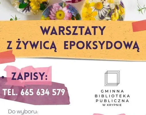 Rękodzieło z żywicy epoksydowej – warsztaty w bibliotece w Krypnie