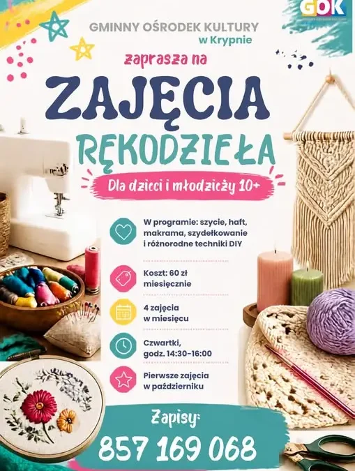 Warsztaty rękodzieła w Krypnie – zapisy dla dzieci i młodzieży