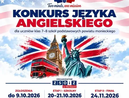 Powiatowy Konkurs Języka Angielskiego „Two Minds, One Mission” w Mońkach – zgłoszenia do 9 października