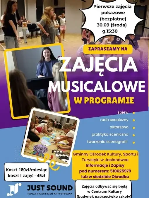Darmowe zajęcia musicalowe dla dzieci w Jasionówce – już 30 września