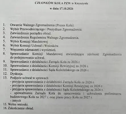 Zebranie sprawozdawcze Koła PZW w Knyszynie już 17 października