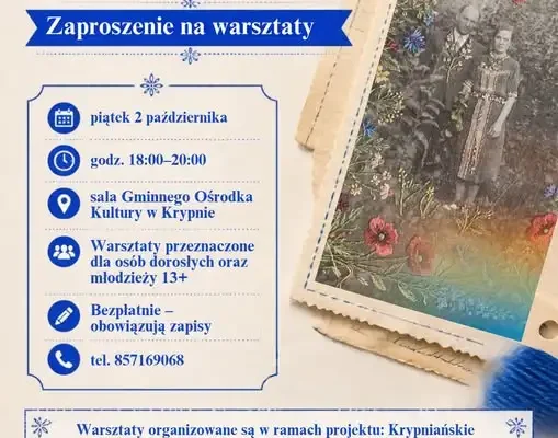 Haftowane pocztówki w Krypnie – bezpłatne warsztaty już 2 października