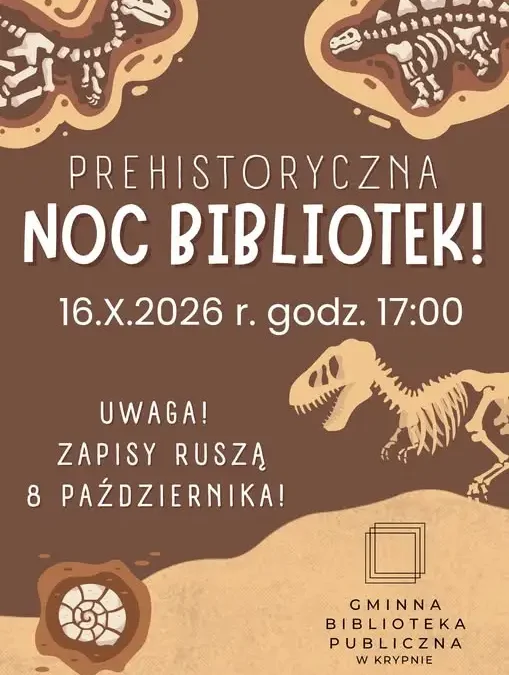 Prehistoryczna Noc Bibliotek w Krypnie – zapisy ruszają 8 października