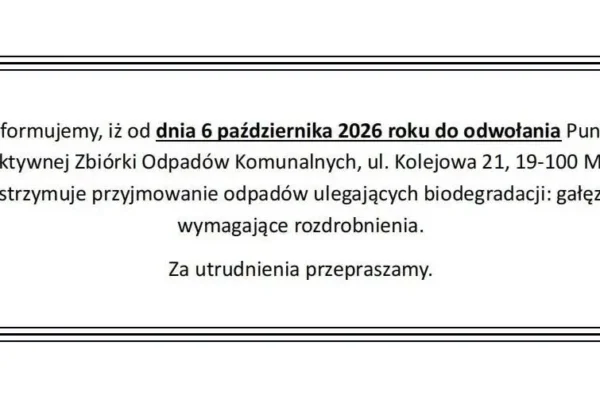 PSZOK w Mońkach wstrzymuje przyjmowanie gałęzi