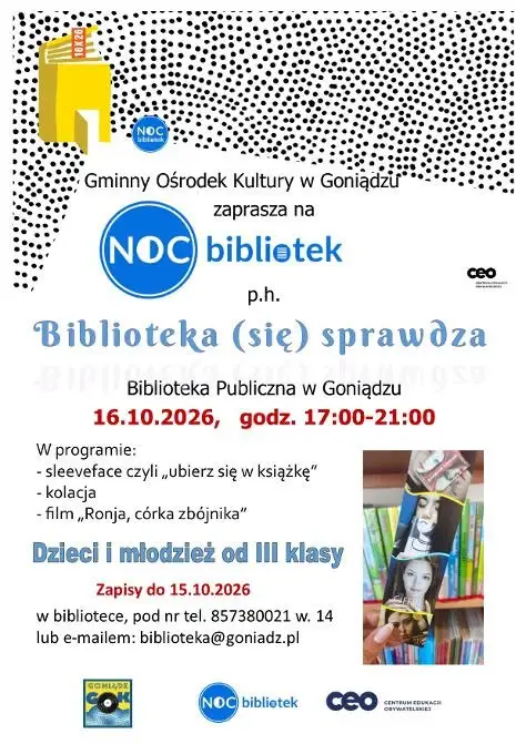 Noc Bibliotek 2026 w Goniądzu – wieczór pełen atrakcji dla dzieci i młodzieży