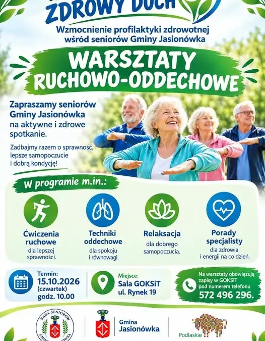 Warsztaty ruchowo-oddechowe dla seniorów w Jasionówce – zapisy trwają