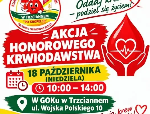 Trzcianne: akcja oddawania krwi w GOK 18 października