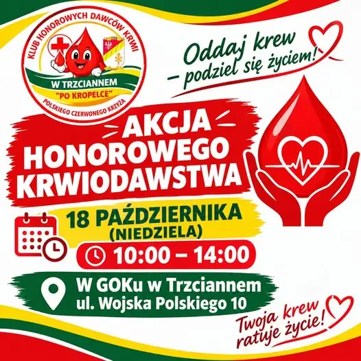 Trzcianne: akcja oddawania krwi w GOK 18 października