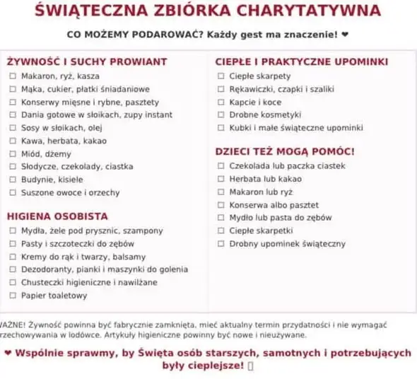 „Paczka dla Seniora” w Jasionówce – GOKSiT zachęca do udziału w świątecznej zbiórce