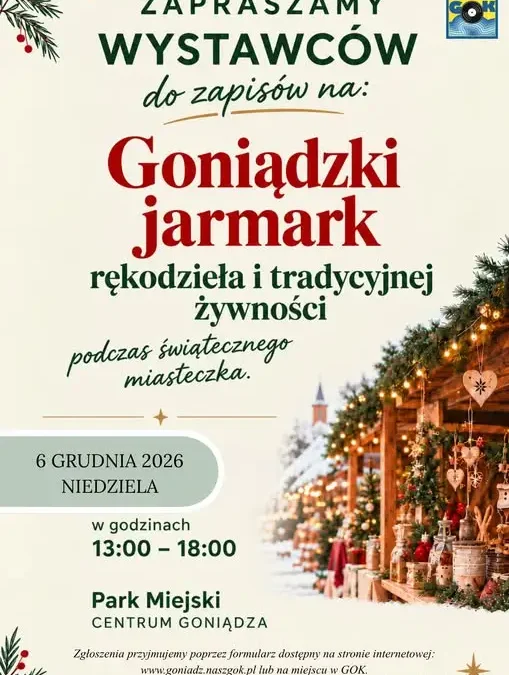 Goniądz szuka wystawców na świąteczny jarmark rękodzieła 6 grudnia
