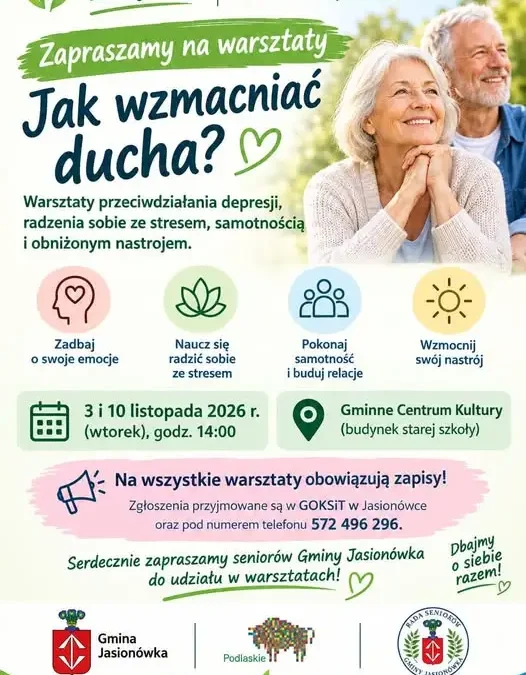 Jasionówka: warsztaty o zdrowiu psychicznym dla seniorów