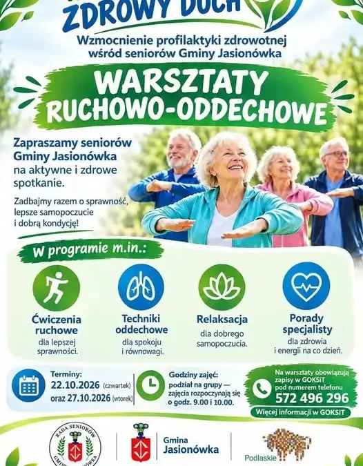 Jasionówka: dziś warsztaty ruchowo-oddechowe dla seniorów